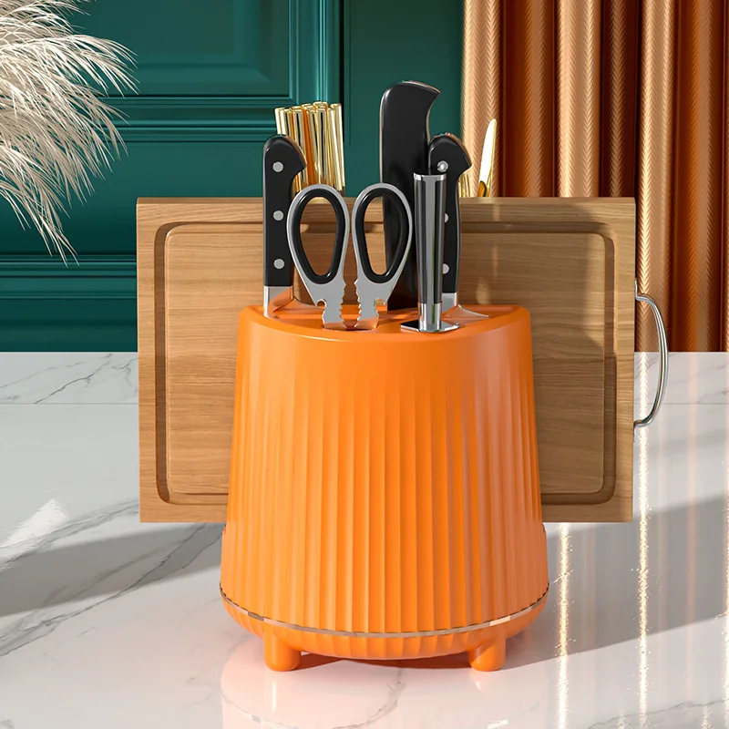 Оптовая продажа Лидер продаж удобный многофункциональный инструмент для хранения кухонных принадлежностей вращающийся пластиковый держатель ножей кухонный