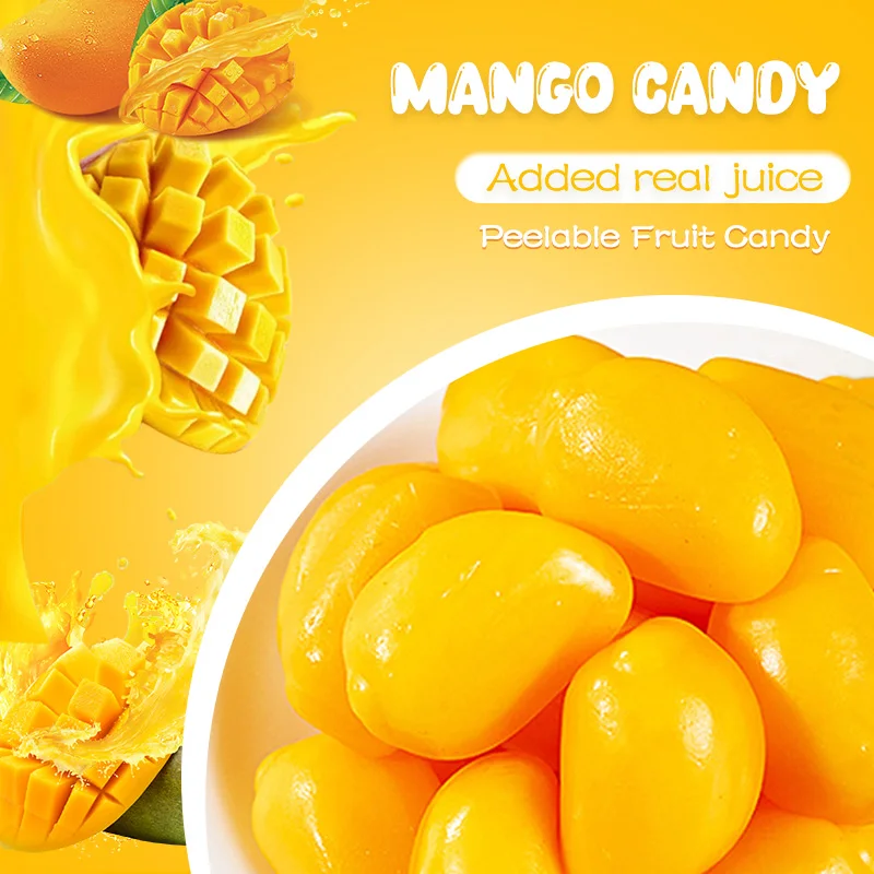 Bulk 4D Peeled Peach Grape Mango Fruit Shape Jelly Gummy Candy Filled Fruit Jam Peeled Gummy Jelly Candy