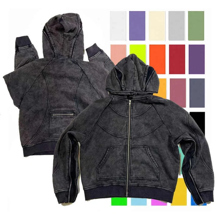 Custom Oversized Heavyweight 100% Cotton French Terry Zip Distressed Stone Acid Washed Hoodie Salati XS Hooded Sweatshirts Men