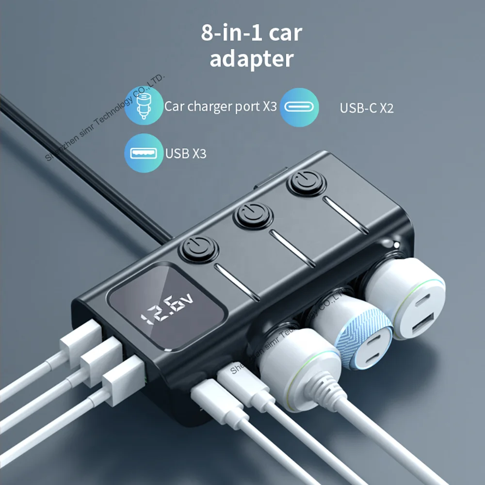 Chargeur Allume-Cigare 5-en-1 120W Avec Ports USB Et PD - Pour Voiture Et Voyage