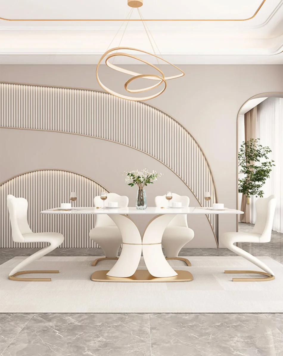 Modern Dining Room Home Furniture Table With Base Dining Chair Light