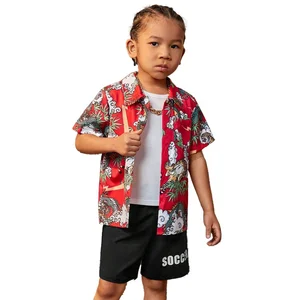 Fashion Children Clothes Custom Shirts Short Sleeve Casual Button Down Summer Boys Beach Hawaiian Shirt