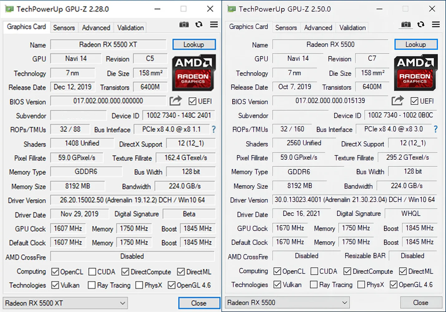 rx5500xt参数图片