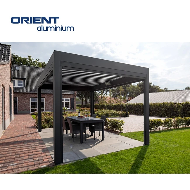Custom Bioclimatic Pergola Motorized Waterproof Customized Modern Louvered Roof Aluminum Pergola