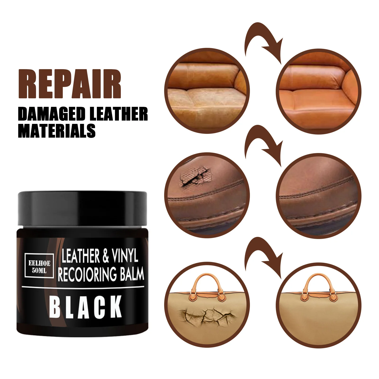 Leather Recolor Balm With Mink Oil Leather Repair Kits For Couches