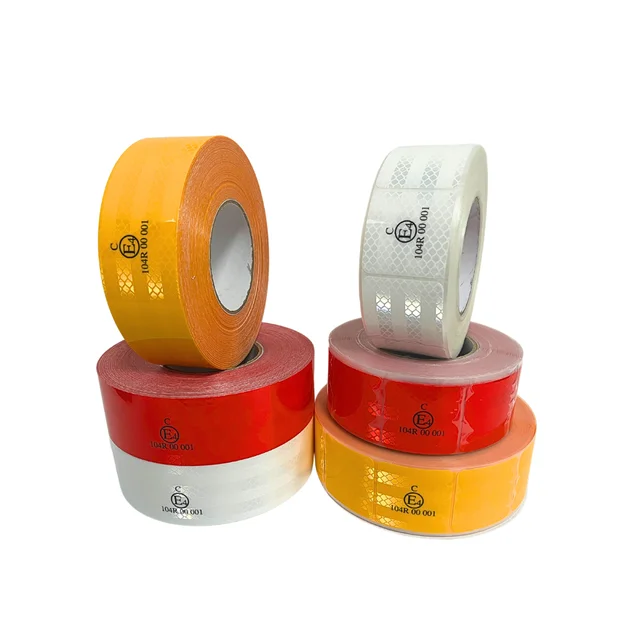 Yellow Red White Europe Market Waterproof High Visibility Reflective Warning Sticker Tape For Vehicle