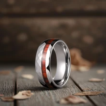 Oem Jewelry 8mm Tungsten Carbide Ring Silver Plated Men Whisky Wood Inlay Tungsten Ring