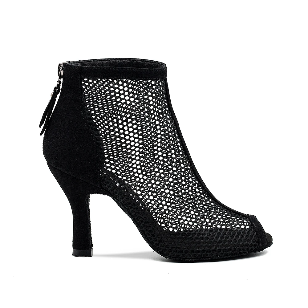 Потрясающие черного цвета женская обувь из сетчатого материала; Бачаты Сальса обувь на высоком каблуке занятий для латинских танцев, туфли на высоком каблуке для танцев; Бесплатная доставка;