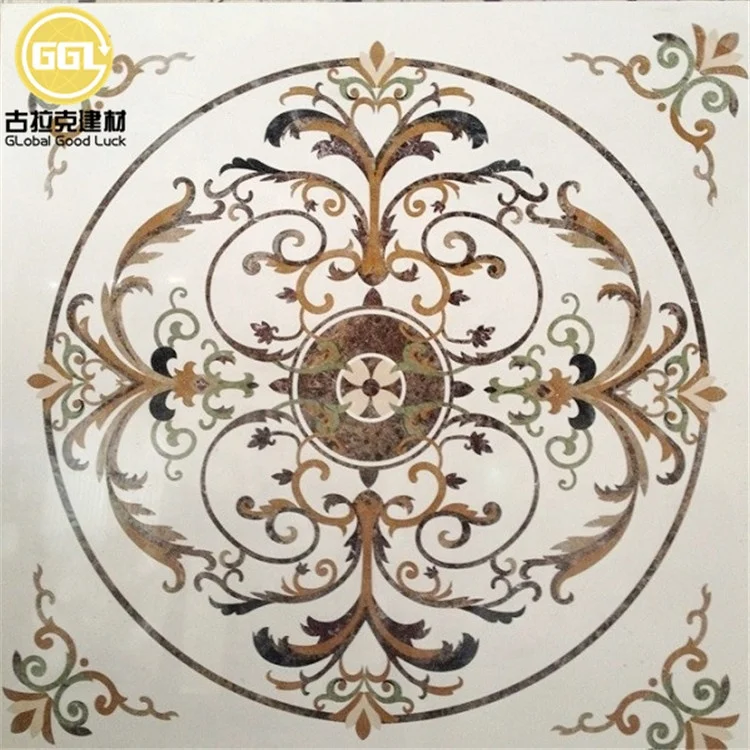 China factory marble medallion waterjet tile floor inlay medallions