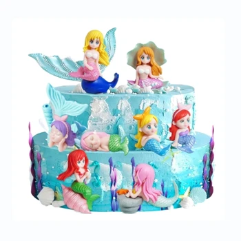 8 Pieces Mermaid Cake Topper Mermaid figurines Birthday Mermaid Cake Decorations for Baby Shower Birthday Party Decorations