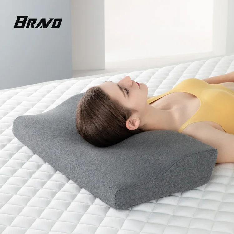 Ergonomic Cotton Fabric Contour Cervical Pillow with Cover Memory Foam  Pillow