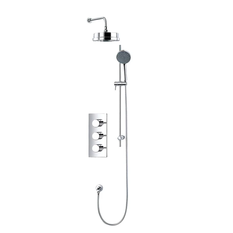 Modern Brass Concealed Thermostatic Shower System With Shower Head And Handset