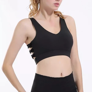 2022 New Arrivals Black Gym Yoga Bra Yoga Wear for Ladies Beautiful Backless Sports Bras Ribbed Sports Bra