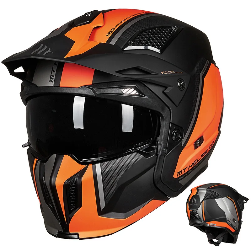 TCMT Adult Black & Orange Full Face DOT Motocross Off-Road