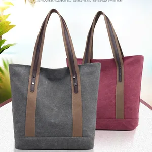 New Women's Canvas Bag Large Capacity Single Shoulder Tote Bag Simple Handbag Retro Casual Bag