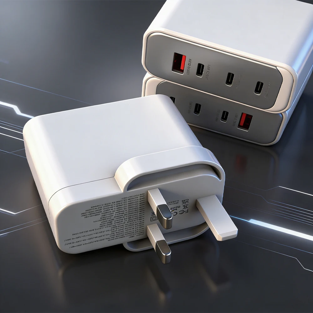 GaN 4-in-1 USB Wall Charger PD 100W 65W Super Fast Charging, Multi-Port USB-C Charger for Mobile Phone Laptop UK Plug I20-100