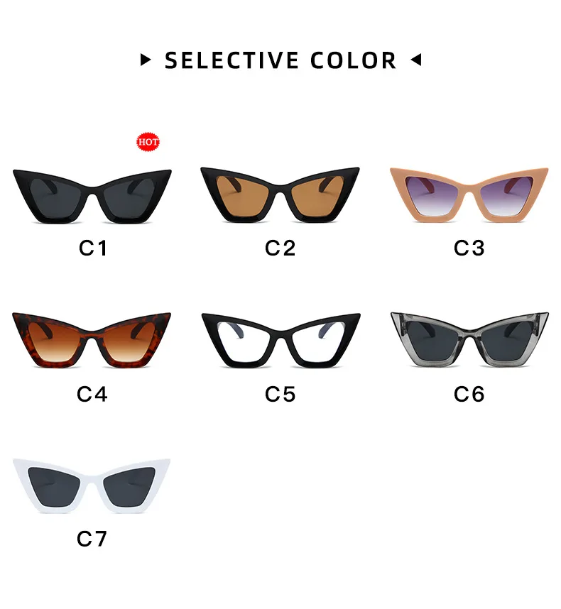 Nuevas gafas de sol Cat-eye Sunshade European and American Cool Punk Fashion Gafas de Sol para hombres y mujeres Unisex Custom Logo