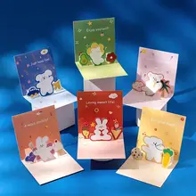 With envelope cute cards paper greeting cards with sticker set of animal pop-up greeting cards