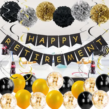 Party-Dekorationen Happy Retirement – Banner, Papierlaternen, Pompons In Salbeigrün | Böhmen-Style Für Ruhestandsparty | Drinnen & Draußen