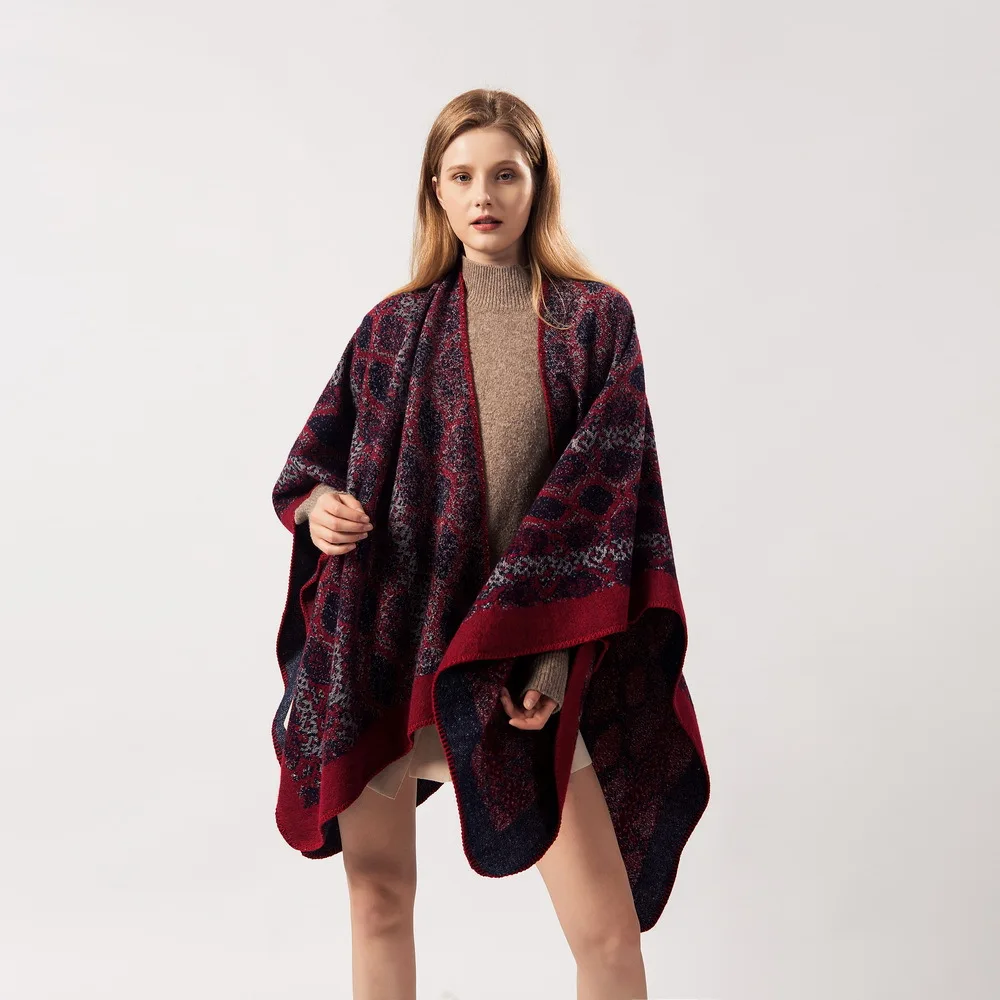 Ladies Fashion Scarf Shawl Warm Reversible Cashmere Cape Knit Poncho - Buy  Velvet Shawl,Shawls For Women Winter,Blanket Scarf Product on Alibaba.com
