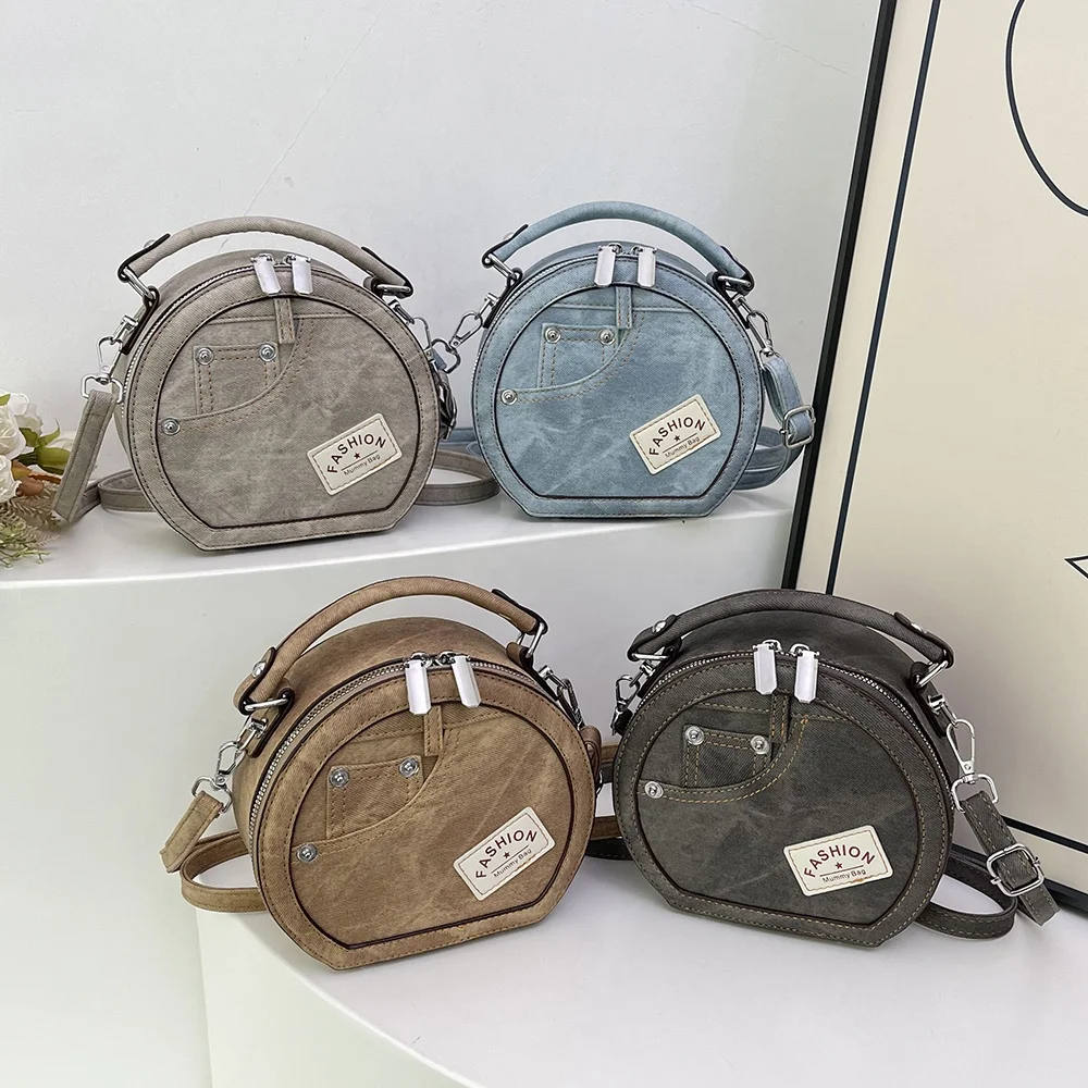 2024 Wholesale Fashion Design Round Shape Female Small Handbags Cute Ladies Hand Bag Luxury Women Shoulder BagFor Girls