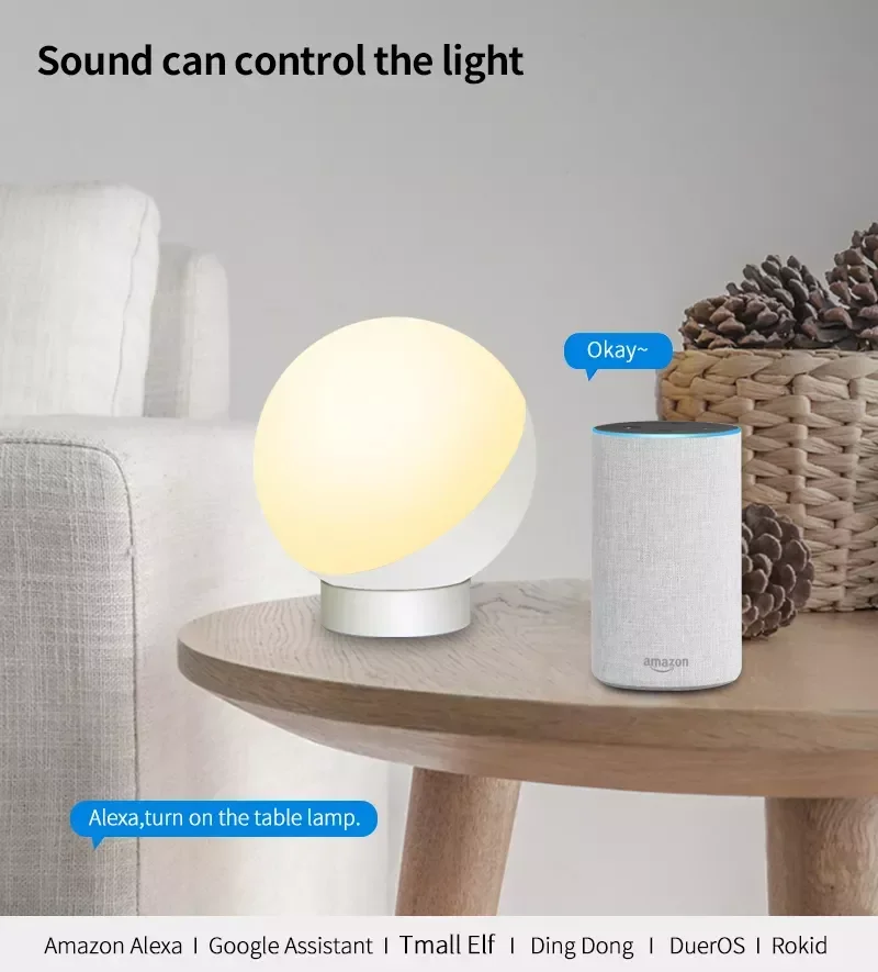 Glomaket Smart Wifi Tuya Table Lamp Wireless Control Colorful Dimmable