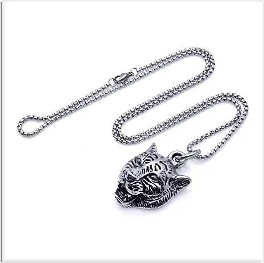 Collana con ciondolo retrò in acciaio inossidabile a forma di tigre: gioielli quotidiani da uomo in stile gotico - Italia
