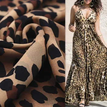 free sample Soft silky fabric french  leopard chiffon printed fabric for clothing