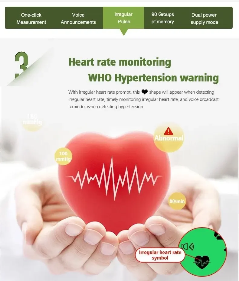 Digital Liquid Crystal Display Arm Blood Pressure Monitor Blood Monitoring Pressure Hemopiezometer