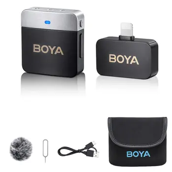 BOYA Wireless Lavalier Microphone BY-M1V1 Wireless Lapel Microphones for Cameras Smartphones Compact Cordless Clip for Vlogging
