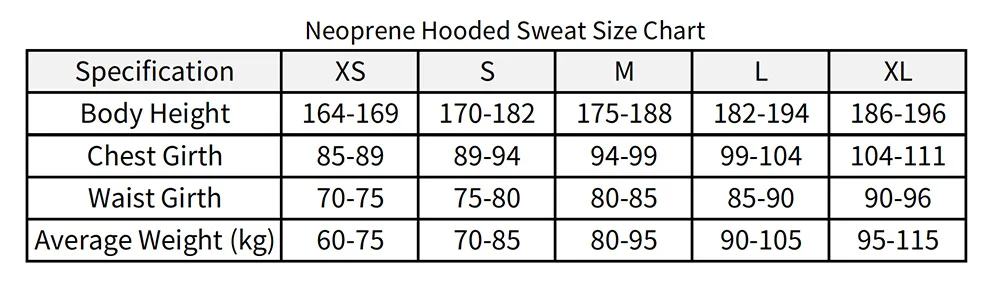 Size chart