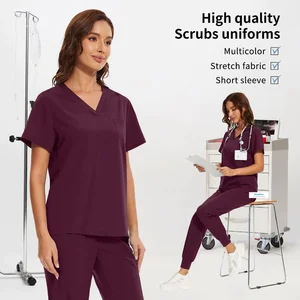 Comfortable High Quality Women's Elastic Wrinkle Resistant Breathable Medical Scrub Suit Set Hospital Nurse Uniform