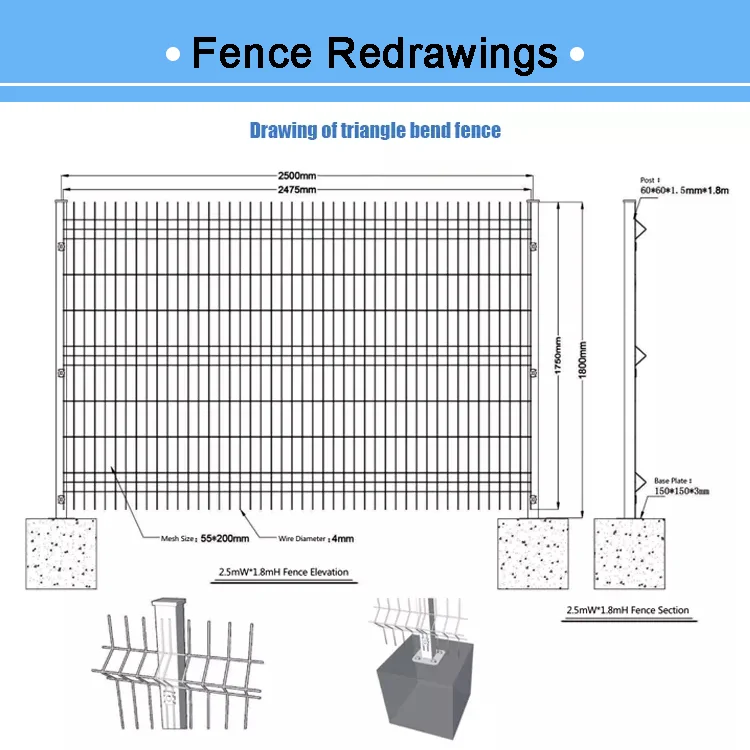 6ft 3d Curvy Galvanized Powder Coated Welded Wire Mesh Fence Iron ...