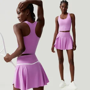 New Style Sportswear Tennis Skirt Suit Women's Quick-drying With Chest Pad Fitness Yoga Clothes Two-piece Tennis Set