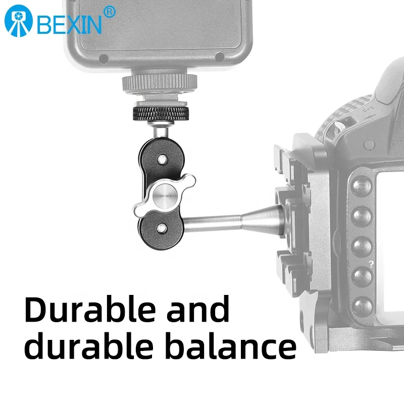 BEXIN 360 Degree Rotation 1/4 Mini Camera Clip Double Ball Head Adapter Clamp Universal Magic Arm Bracket Clip for Camera Phone