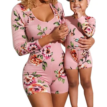 2022 Floral color baby girl mommy and daughter matching sets family matching outfits mommy and me clothing summer outfits