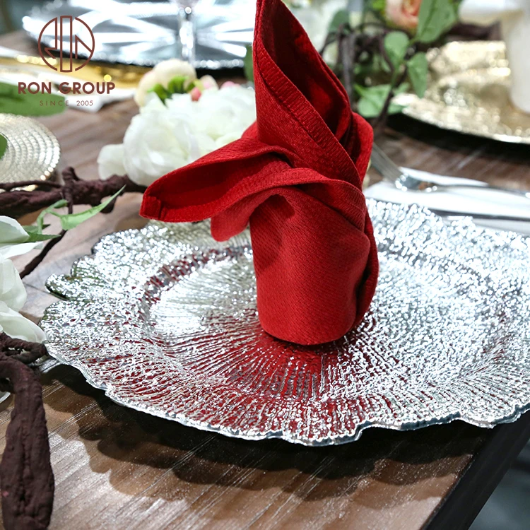 Wholesale Cheap Reusable High Sale Plastic Gold Reef Charger Plate Wedding Party Table Decorative 13 inch Charger Plates