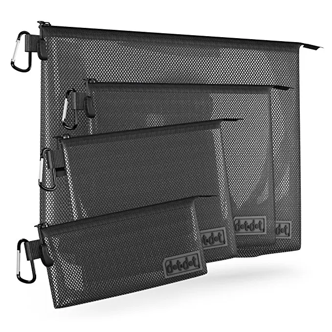 Custom Size Black Zipper Bag Mesh Cosmetic Pouches With Climbing Hooks Buy Mesh Cosmetic Bag