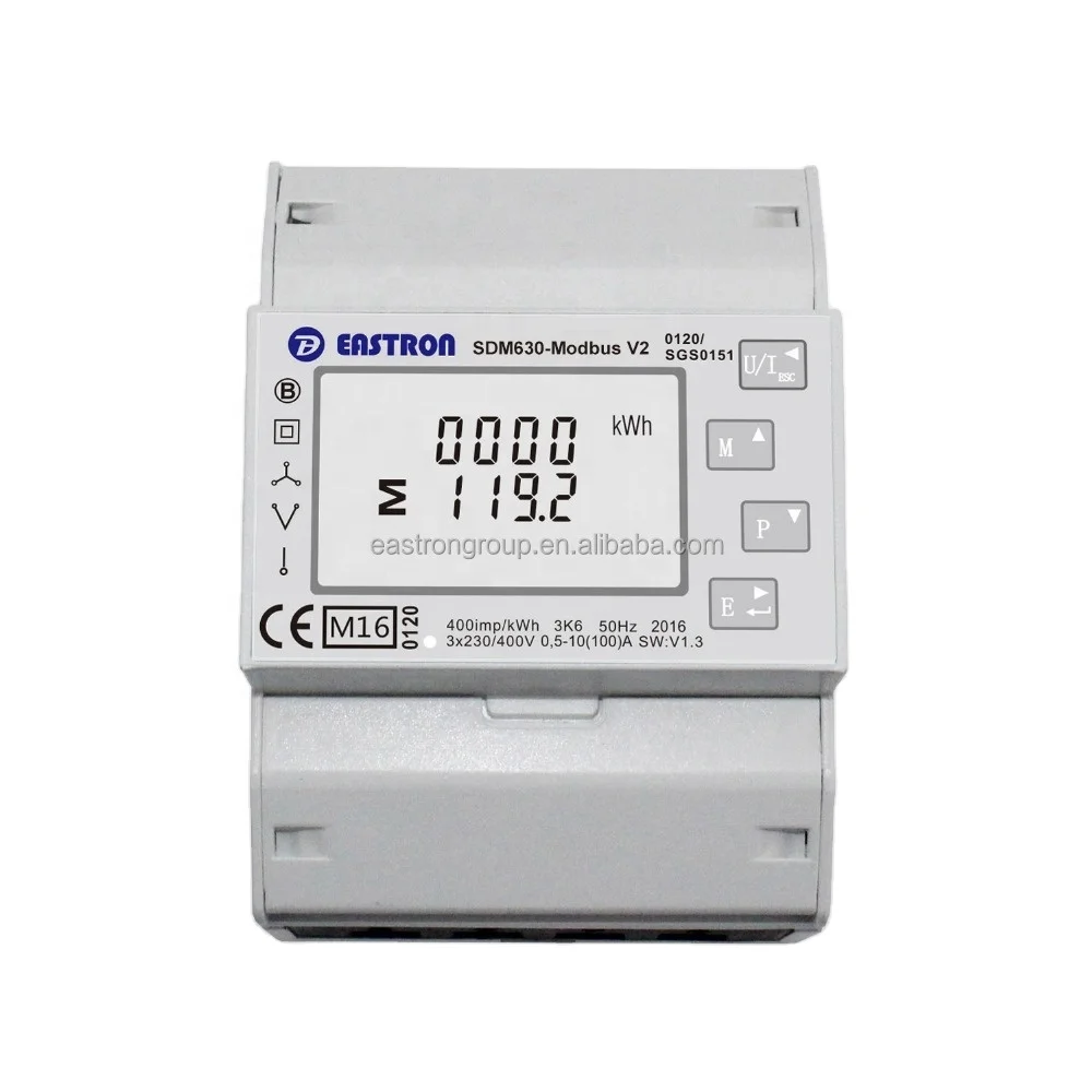 SDM630-Modbus V2 RS485 Modbus Electric Meter, MID 3 Phase Energy Power ...