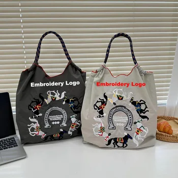Strict Selection Net Red Horse Embroidery Ballchain Eco-Friendly and Stylish  Shopping Promotional Tote Shoulder Bag