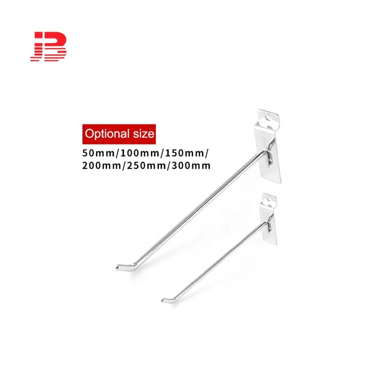 300mm slatwall display hook for supermarket metal chrome slat wall display