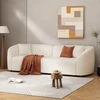 Beige + Boucle + Solid Wood + 3 Seat