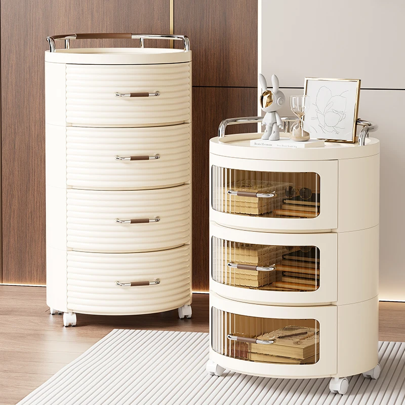 Large Capacity Three-Tier Lockers Storage Containers Plastic Bedside Tables Square Shape Storage Cabinet