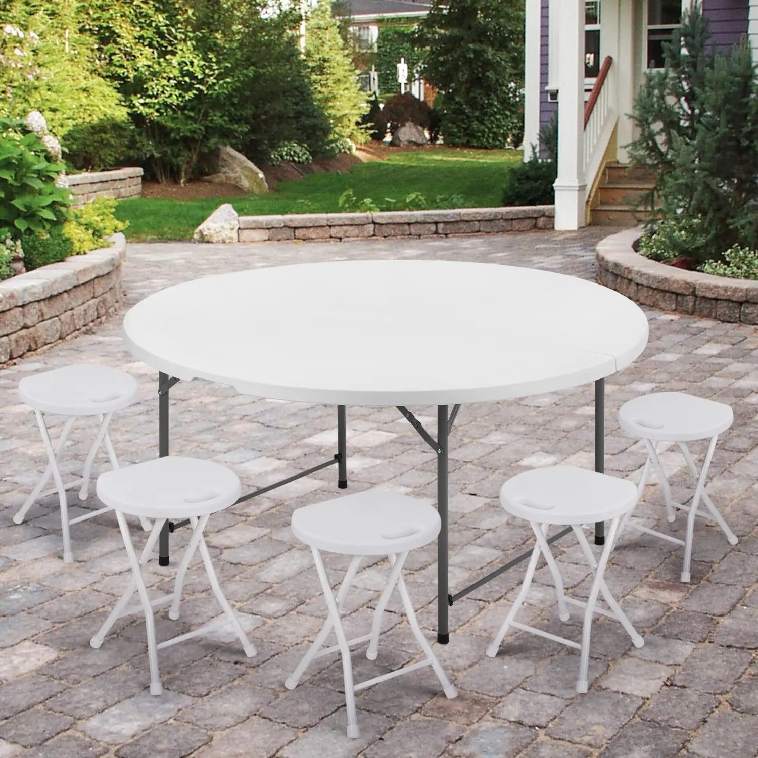 Round White Garden Plastic Outdoor Folding Table Wholesale Price Multi