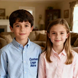 Custom logo Non-Iron Poly-Cotton Blend Smooth Lightweight Kids Children Prep School Uniform Shirts Blouse School Poloshirt