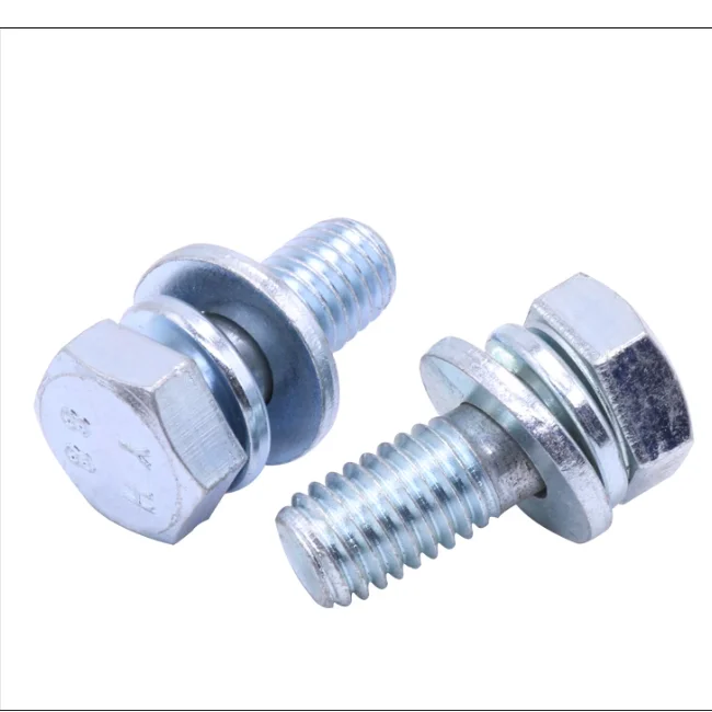 product manufacturers m3 304 stainless steel hexagonal combination bolt external hexagonal flat spring washer three combination screw-61