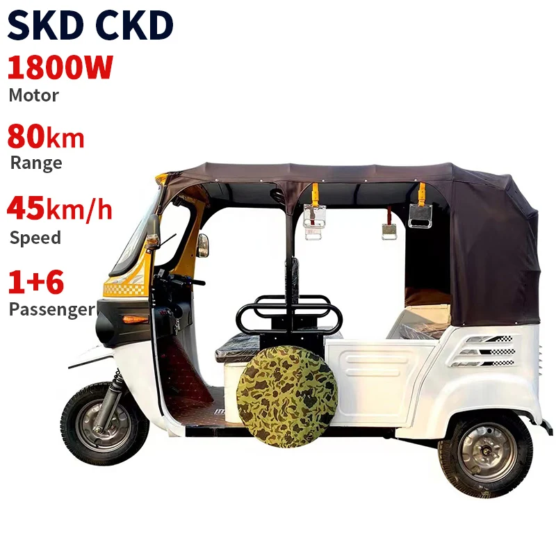 Buy 3 Wheel Electric Tricycle Motorcycle 12inch 1800W 45km/h Speed 80km Range Electric Tricycle with Passenger Seat