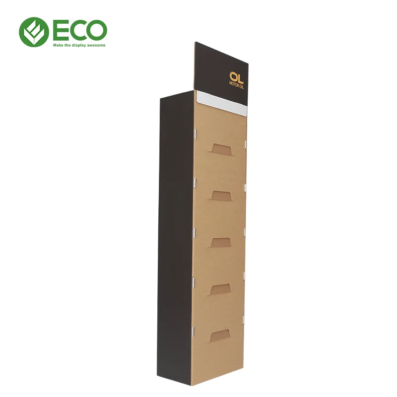 Customized Modern Cardboard Display Stand Rack for Lubricant Engine Oil Lube Oil Display Rack