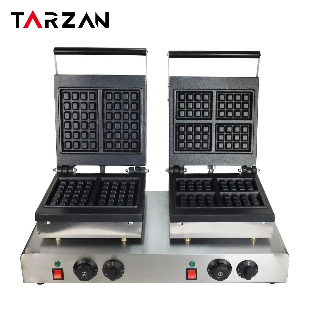 Commercial professional 2+4pcs waffle maker machine snack food equipment with iron cast cover for sale supplier