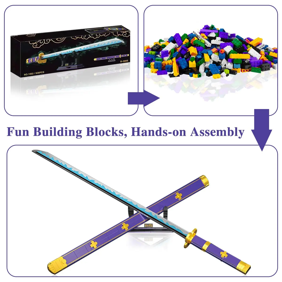 DIY Plastic Anime Swords Creative MOC Demon Samurai Slayer Sword Weapon Building Blocks Bricks Toys